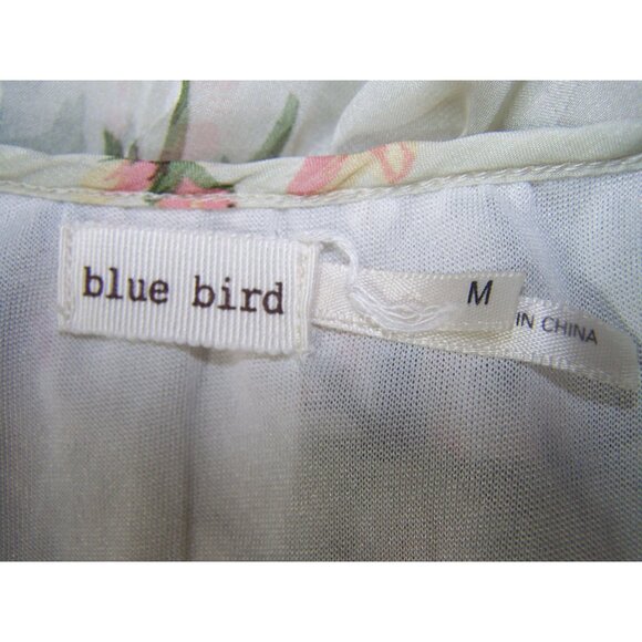 Blue Bird Dress Floral Tiered Sweet! Medium Ruffles Feminine - Picture 7 of 10